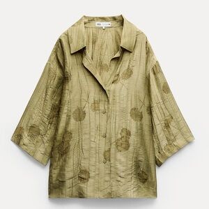 EUC S ZARA Oversized jacquard shirt ZW COLLECTION
